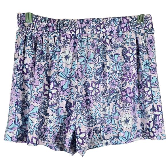 M Design History Big Girls Pajama Shorts Size XL Purple Floral Paisley Whimsical - Picture 1 of 8